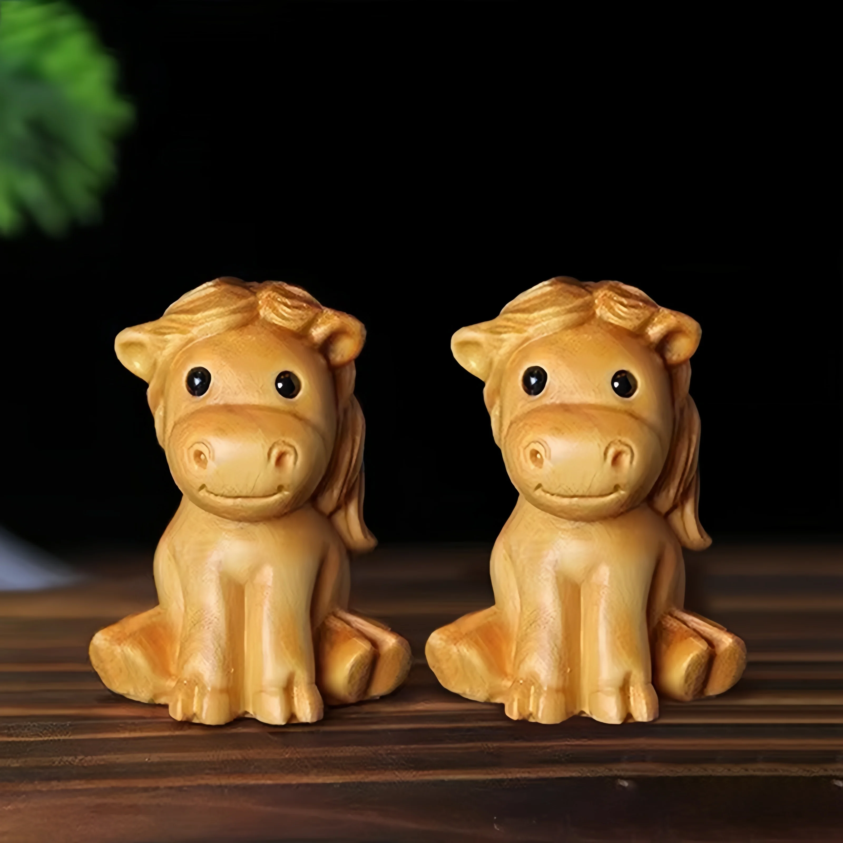 Chinese Zodiac Horse Sculpture Wood Carving Statue Modern Minimalist Home Office Desk Decor Animal Figurine Decorative Gift