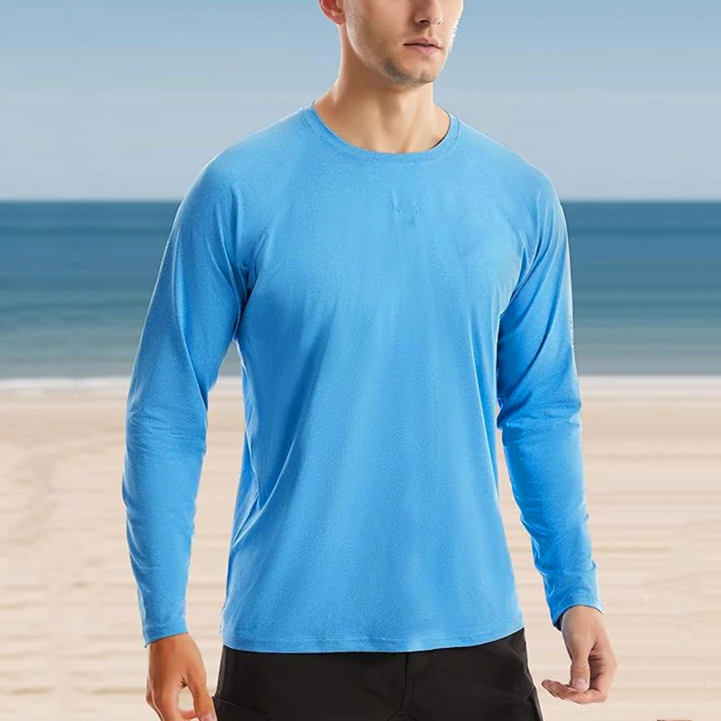 Mens Compression Shirt Cool Dry Long Sleeve Workout Shirts Running Athletic Football Gym Base Layer Tops UPF 50+ Protect the Arm