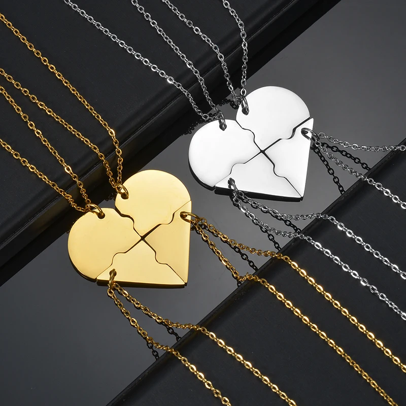 Nextvance Engraved Name Necklace Stainless Steel Custom Letter Heart Puzzle Pendant Friendship Student BOY Birthday Jewelry Gift