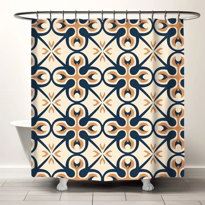 

Modern Aztec Shower Curtain: Boho Bathroom Decor