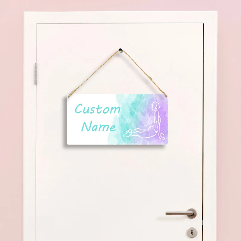 1pc yoga gradation Custom Name Wall Hanging Sign Art Plaque For  Home door Decor