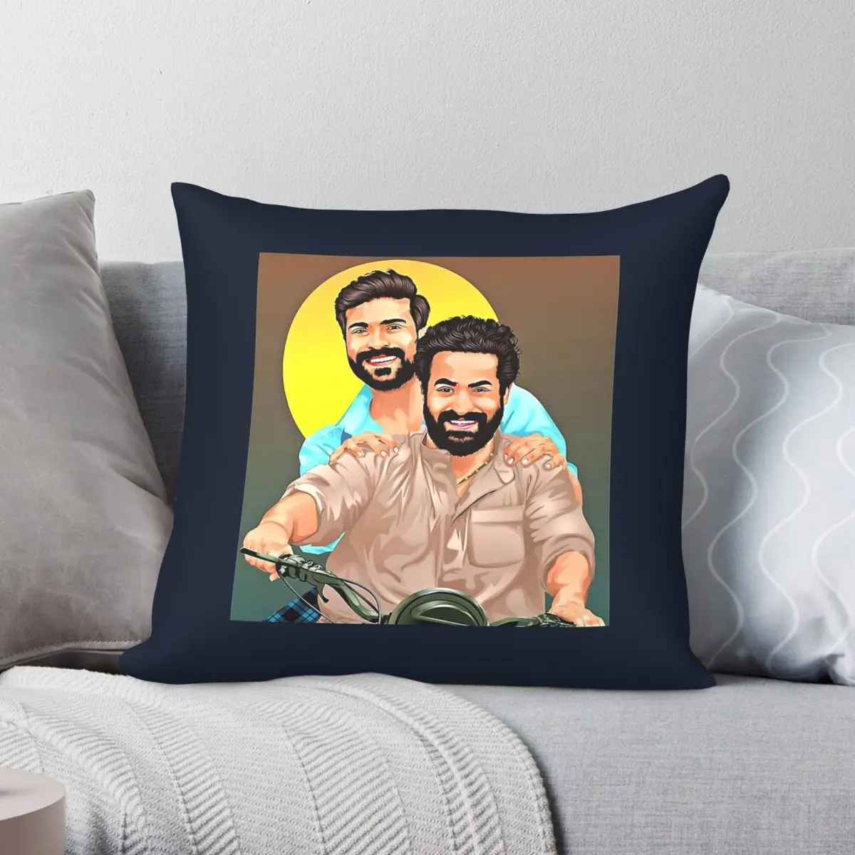 Rrr Ram Charan NTR Jr Square Pillowcase Polyester Linen Velvet Creative Zip Decor Throw Pillow Case Home Cushion Cover