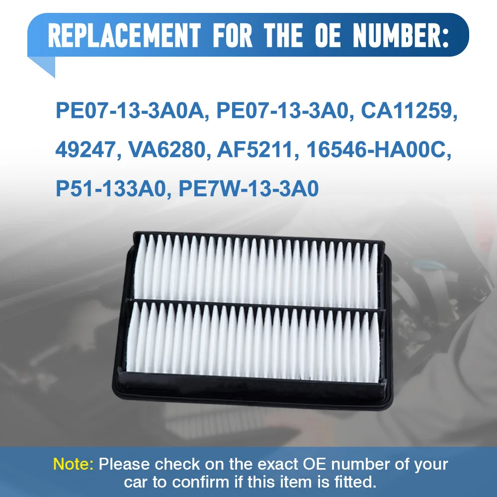 Car Engine Air Filter For Mazda 3 2011–2018 For Mazda 6 2014–2021 CX-5 2013–2023 PE07-13-3A0A PE07-13-3A0 CA11259 AF5211
