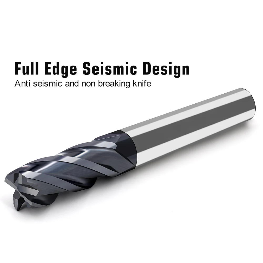 VACK HRC60 Corner Radius End Mill CNC R Bullnose Milling Cutter Tungsten Carbide Steel Endmill Metal Router Bit 4 Flutes R0.5 R1