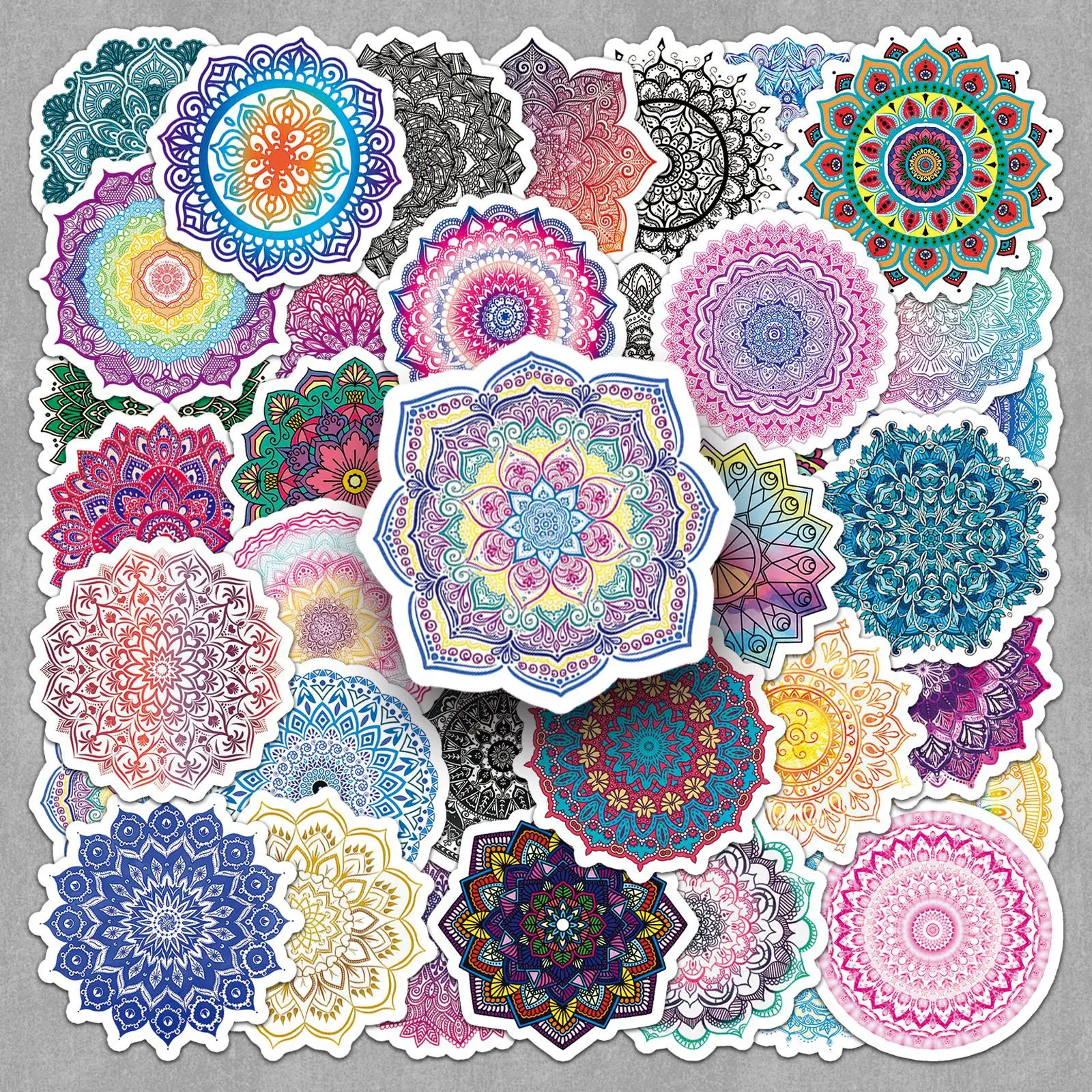 50pcs Mandala Flower Cartoon Graffiti Stickers,  for Phone C