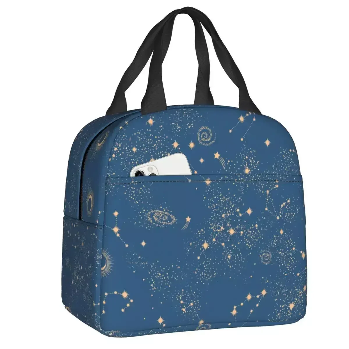 Night Galaxy Constellation Insulated Lunch Bags For School Office Space Stars Leakproof Thermal Cooler Lunch Box Children