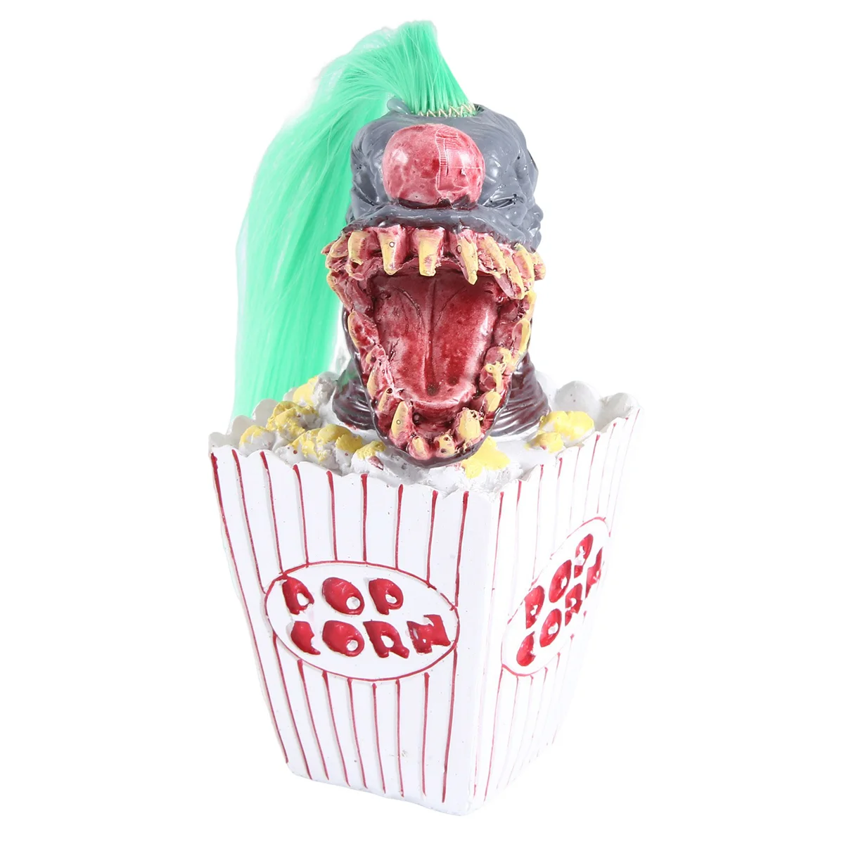 Escultura de palhaço nn89r, decoração de palhaço de halloween, palhaço de pipoca assustador cabeça de palhaço estátua de resina artesanato palhaço do espaço verde