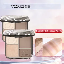 VEECCI Highlight & Contour Palette Natural Waterproof  Face Lasting Glow Brighten Shimmer Matte Powder  3D Nose Shadow