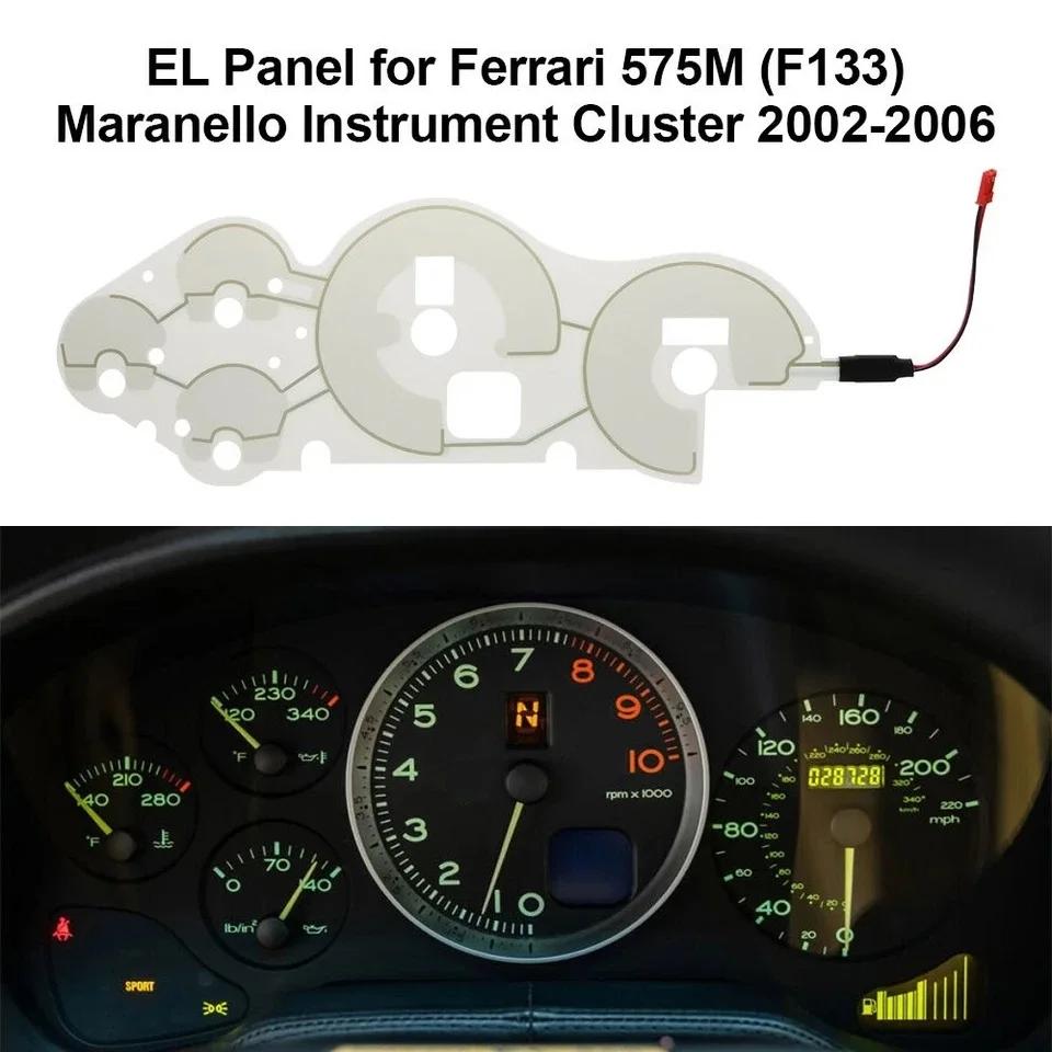EL Panel Dashboard Backlight for Ferrari 360 F131 Modena, Spider, F430, Challenge and 575M (F133) Maranello Instrument Cluster