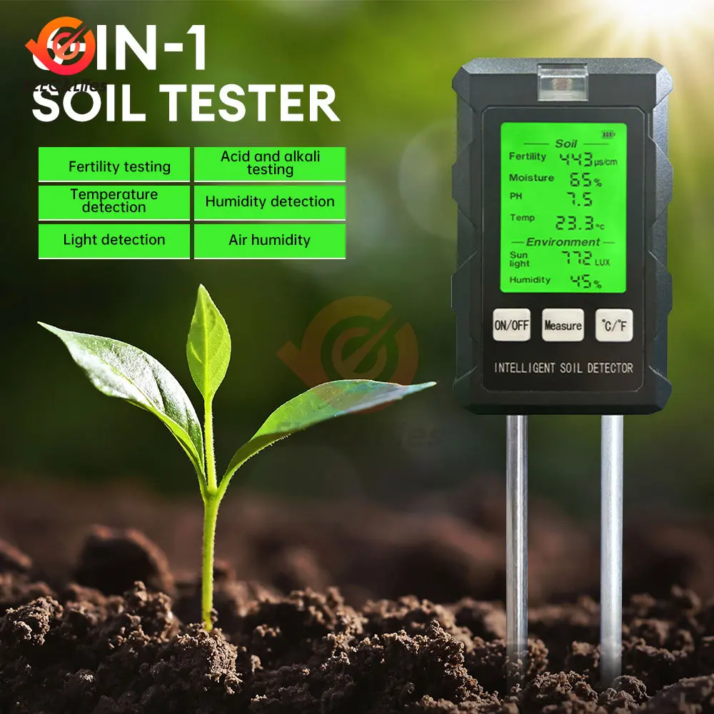 Imagem -02 - Verificador de ph do Solo de Alta Precisão Testadores de Intensidade da Luz Solar de Umidade Temperatura Detector de Solo de Plantação de Jardim Teste de ph