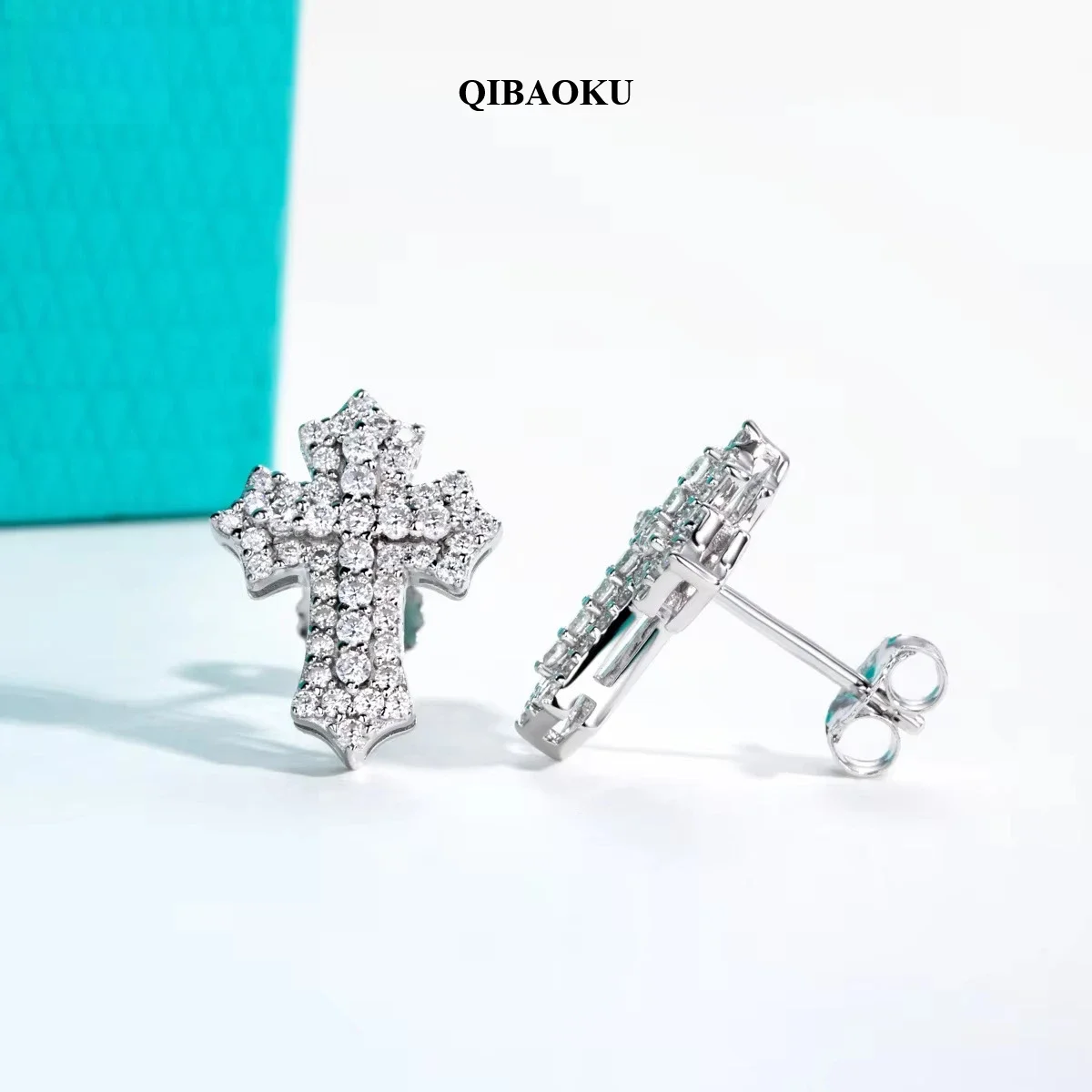 FCGJHW 0.78cttw Iced Out Moissanite Cross Stud Earrings S925 Sterling Silver Pimped Out Earring Age Jewelry for Men 2026