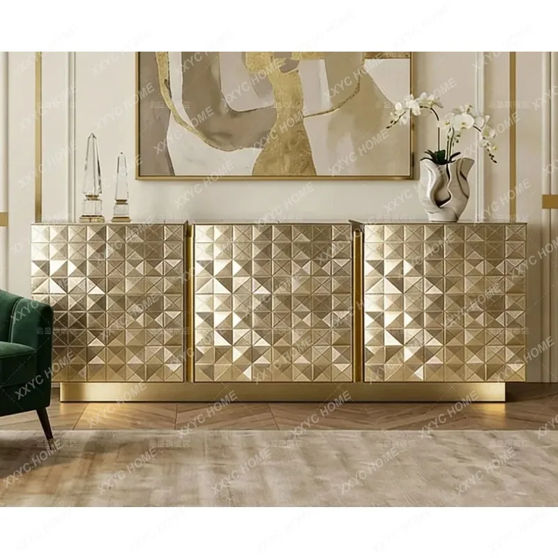 XX Solid wood carved dining side cabinet, high-end living room gold locker, household entrance cabinet