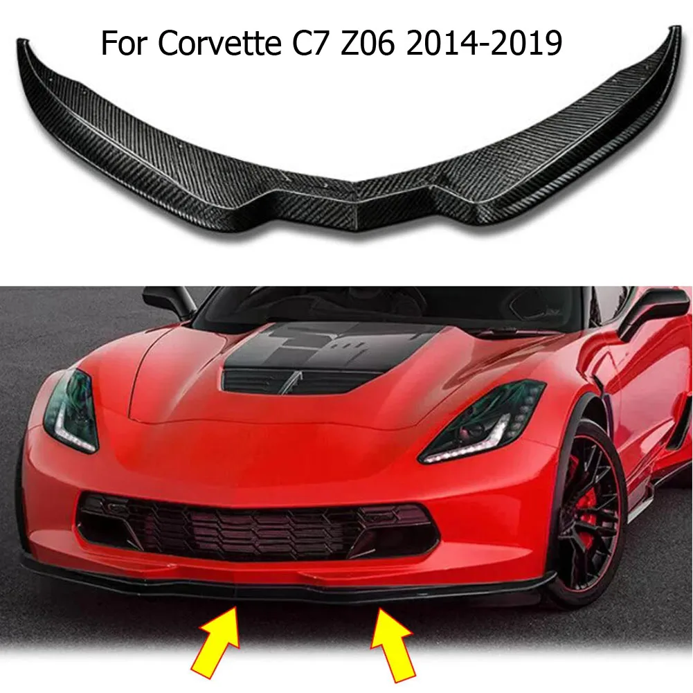 For Corvette C7 Z06 / GS Stage 2 2014-2019 Front Bumper Lip Spoiler Splitter Glossy Black