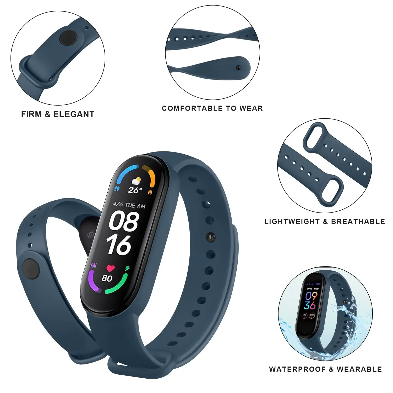 Sport Watch Strap for Xiaomi MiBand 7 6 8 Watchbands Miband 6 High quality Silicone Replacement bracelet mi band 7 6 3 4 5 bands