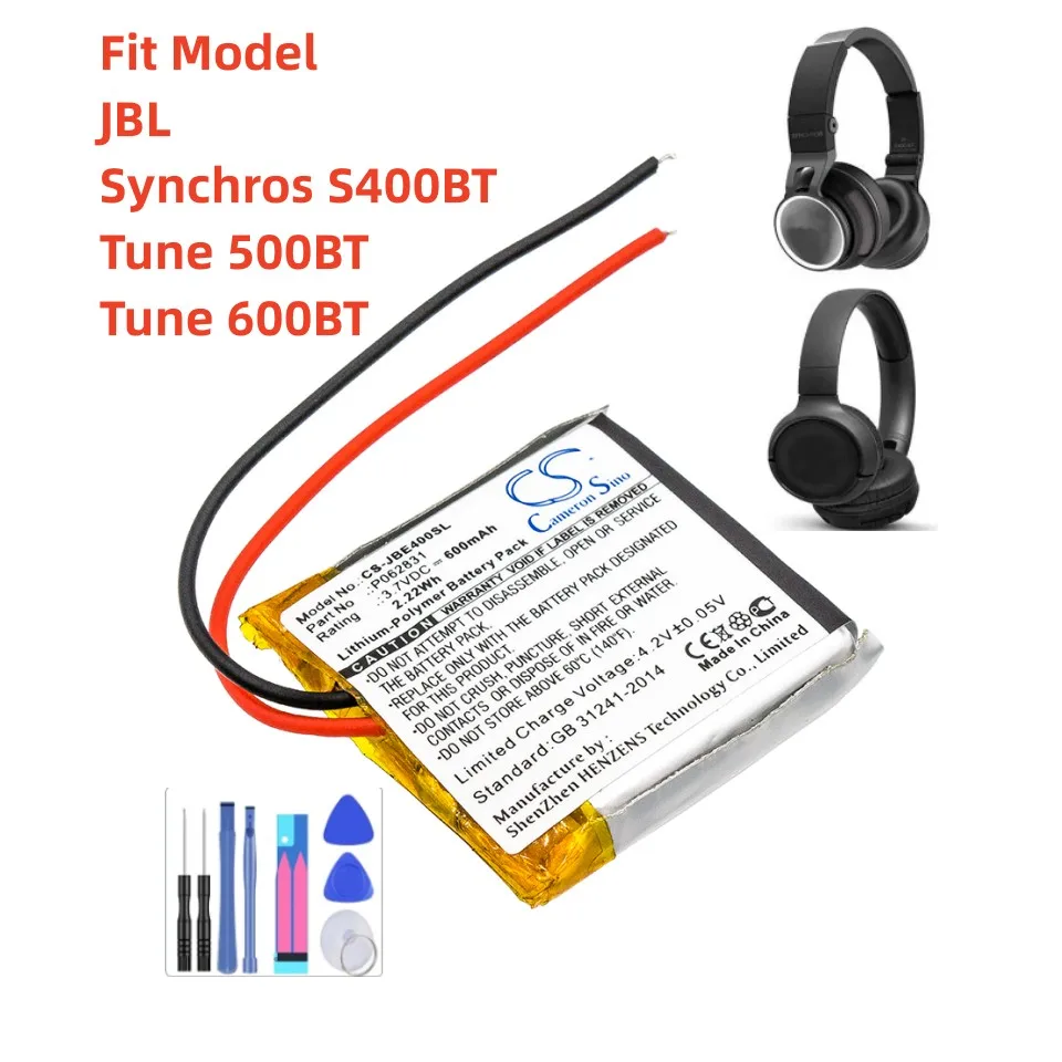 Wireless Headset Battery For JBL Synchros S400BT Tune 500BT Tune 600BT P062831 Capacity 600mAh / 2.22Wh Li-Polymer