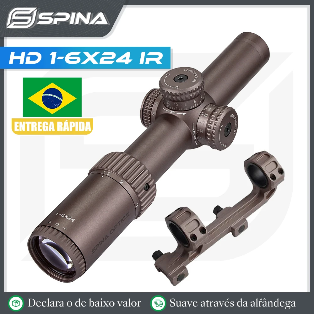 SPINA OPTICS HD 1-6x24 IR LPVOs Tactical Hunting Riflescope Luneta Illuminated Lock Reset Sight Fit.CBQ AR.556etc