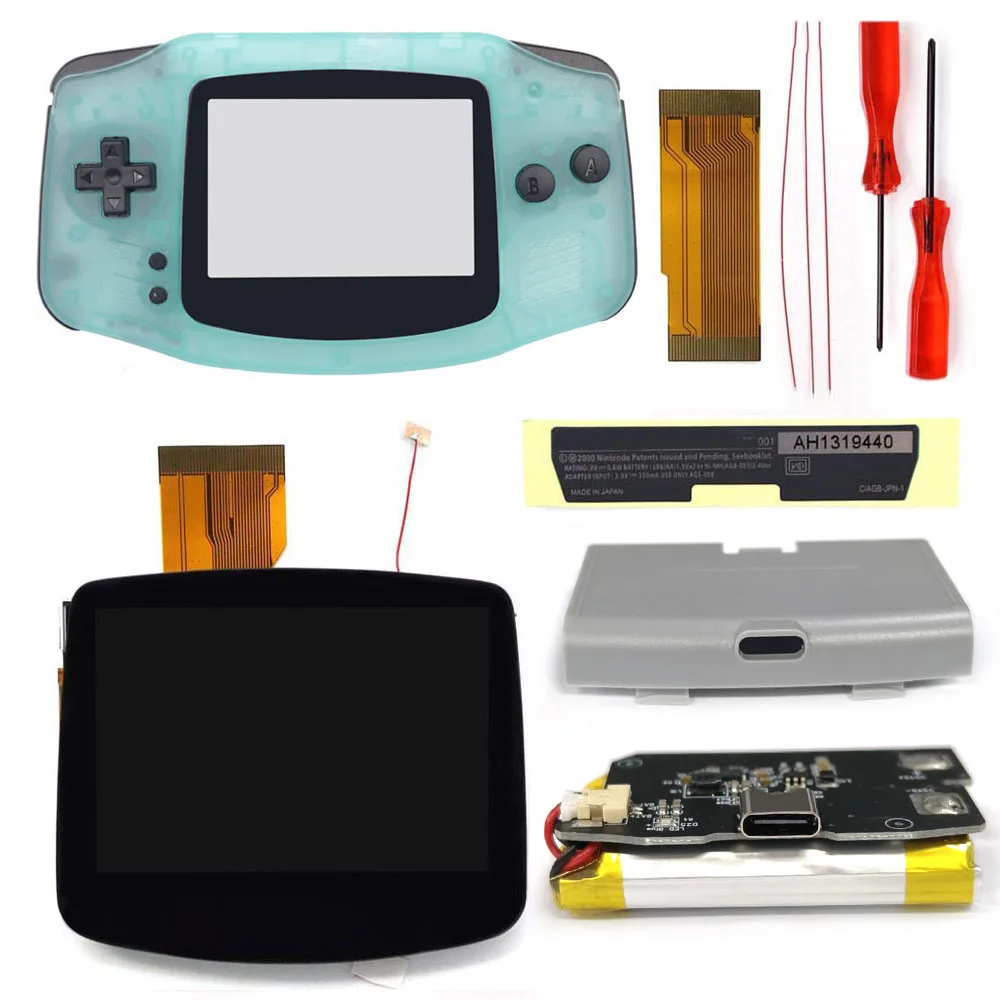 

Комплект ламинированной подсветки IPS V5 с ЖК-экраном для GameBoy Advance GBA со встроенной перезаряжаемой батареей емкостью 1800 мАч и корпусом GBA
