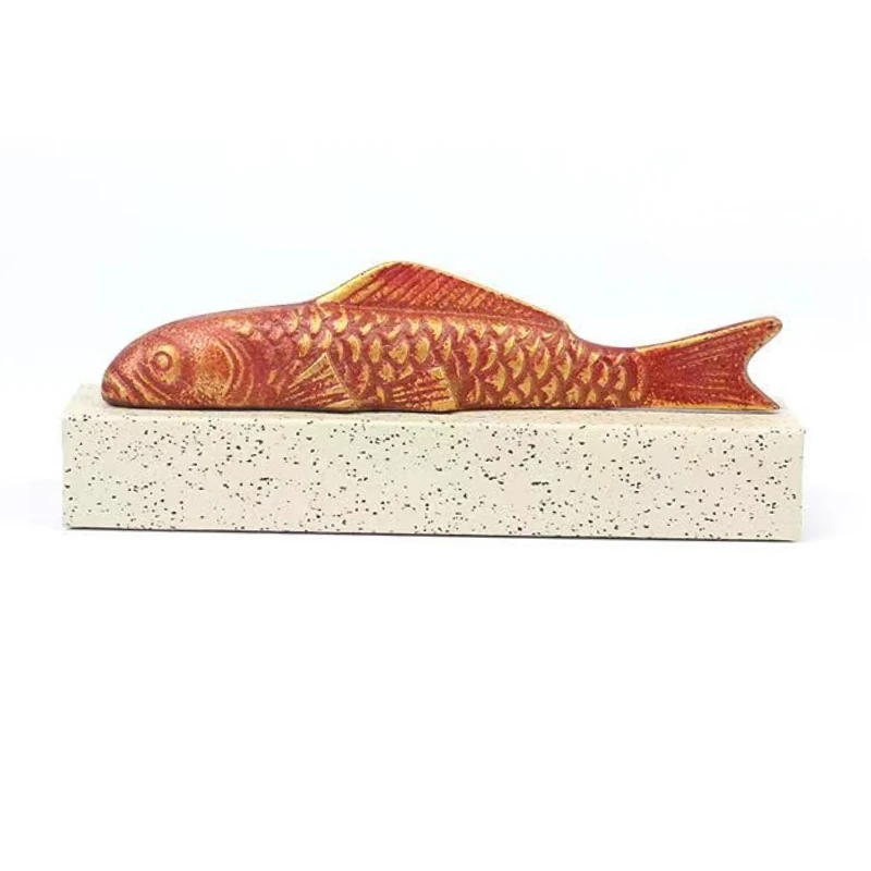 Iron Paperweights Metal Carving Carp Paper Weight Chinese Lucky Fish Calligraphy Painting Xuan Paper Paperweights Desktop Decor