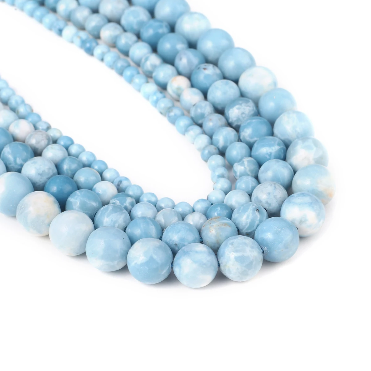 New Natural Larimar Gem Stones Beads Round Loose Beads Ocean Sea Stone Bracelet Necklace for DIY Jewelry Making Wholesale