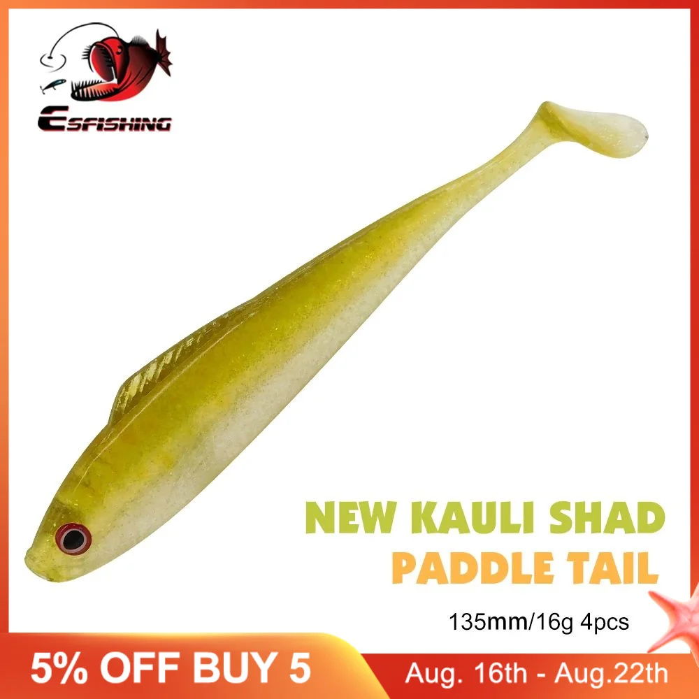 

ESFISHING New 2023 Soft Bait New Kauli Shad 135mm 160mm Fishing Lures Tackle Swimbait Isca Artificial Wobbler Bass