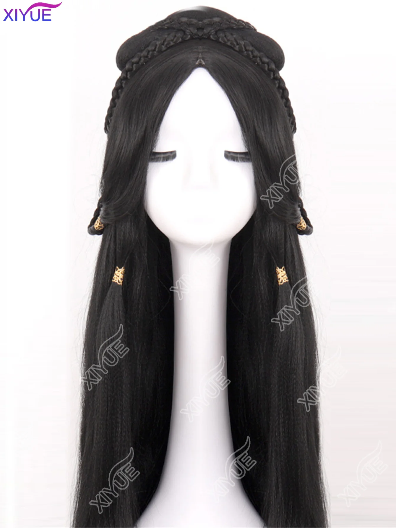 

Hanfu Wig Headband Women Chinese Style Synthetic Hair Piece Antique Modelling Cos Pad Hair Accessories Headdress Black