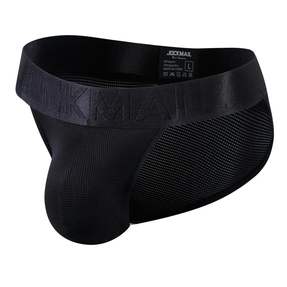 Jockmail Man Underwear Low Waist Solid Color Cuecas Masculinas Nylon Sexy Panties Mesh Sissi Adults 18 Plus Cueca Multicolored