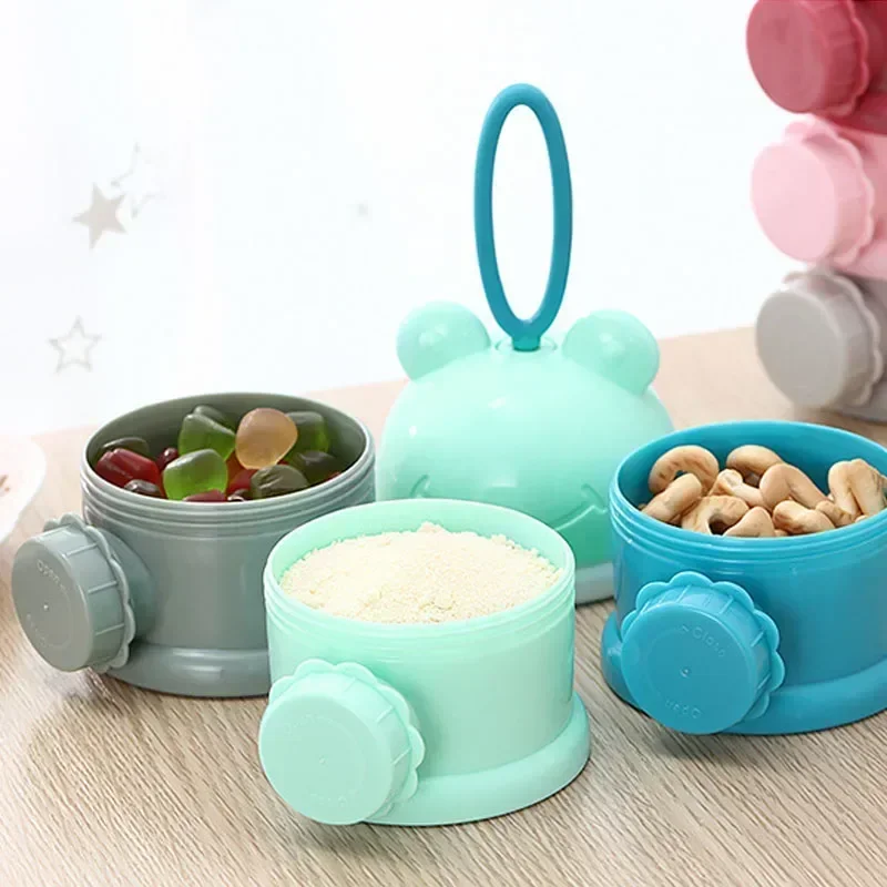 3/4Layer Bear Style Baby Portable Food Storag Box Multiple Openings Cereal Cartoon Infant Milk Powder Box Toddle Snack Container