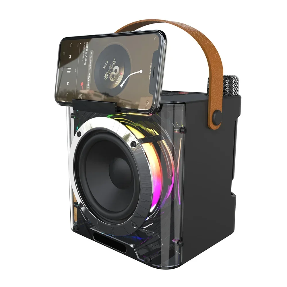 

Home Karaoke Speaker, Wireless Bluetooth Subwoofer, Music Rhythm Light, HIFI Stereo Surround Sound, with Dual Microphones