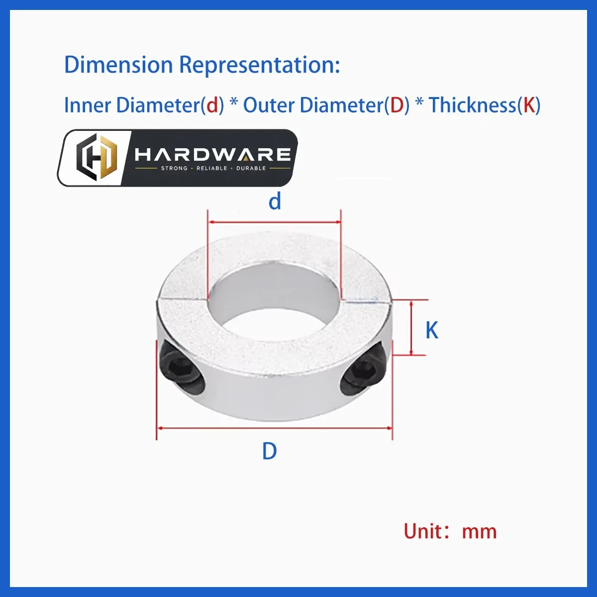 3-100mm Diameter Shaft Collar Aluminum Alloy Clamp-type Collar With Screws Double Split Fixed Locking Limit Ring 1pcs