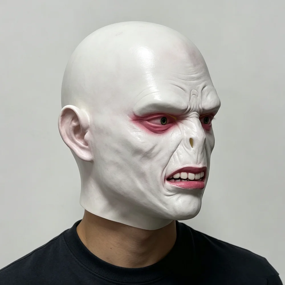 Weiße Dämonen-Monster-Vollkopf-Latexmaske Gruselige Horror-Kreatur-Maske Halloween Cosplay Karneval Kostüm-Requisite – Detail 1