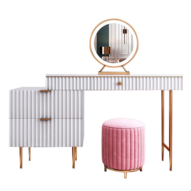 

！@Light Luxury Dressing Table Storage Cabinet Multifunctional Small Apartment Dressing Table With Mirror Makeup Table