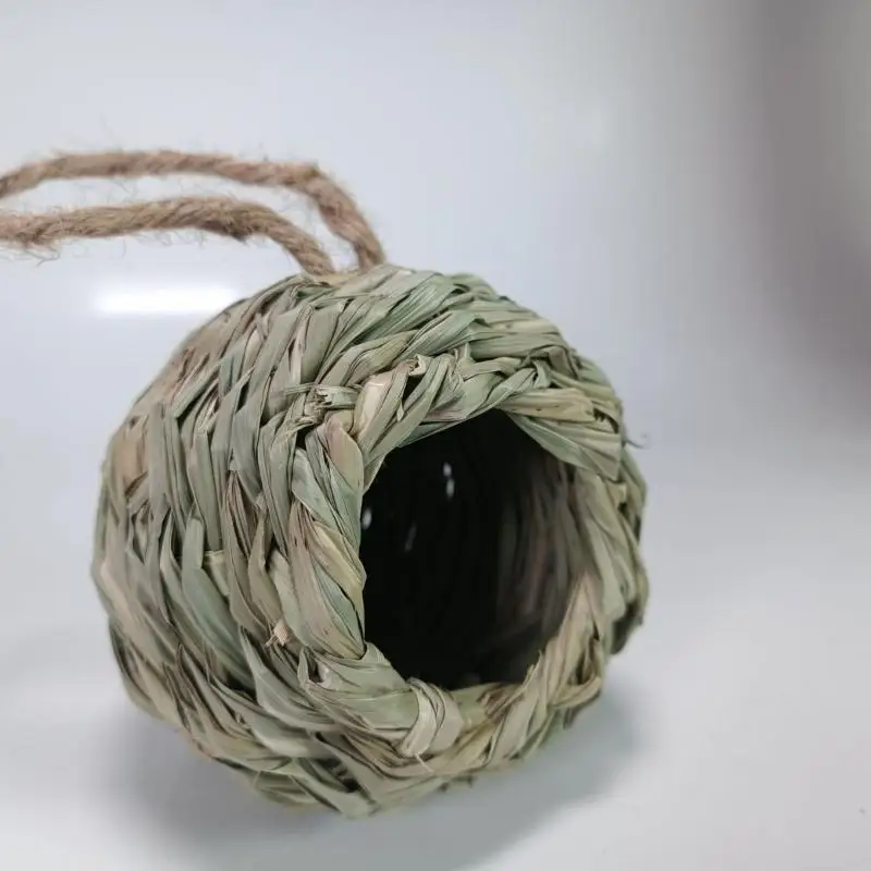 New 10/12/14cm Birds Nest Bird Cage Grass Egg Cage Bird House Outdoor Decorative Weaved Hanging Parrot Nest Houses Pet Bedroom