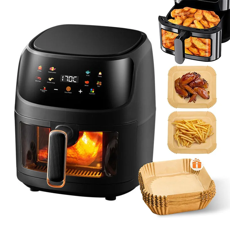 220V Air Fryer 8L Family Size Nonstick Digital  Air Fryer Oven Large Capacity Multifunctional Home Visual Electric Fryer