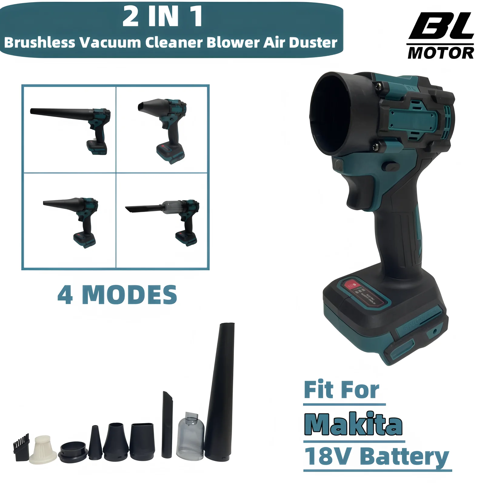 

For Makita 18V Battery Brushless Cordless Vacuum Cleaner Blower Air Duster 2 in 1 Handheld Floor Carpet Car Electric Power Tool