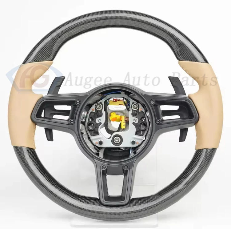 Suits for P-orsche 911 Heating Cayman Macan Cayenne Panamera 718 Customized Steering Wheel  with All Leather Carbon Fiber