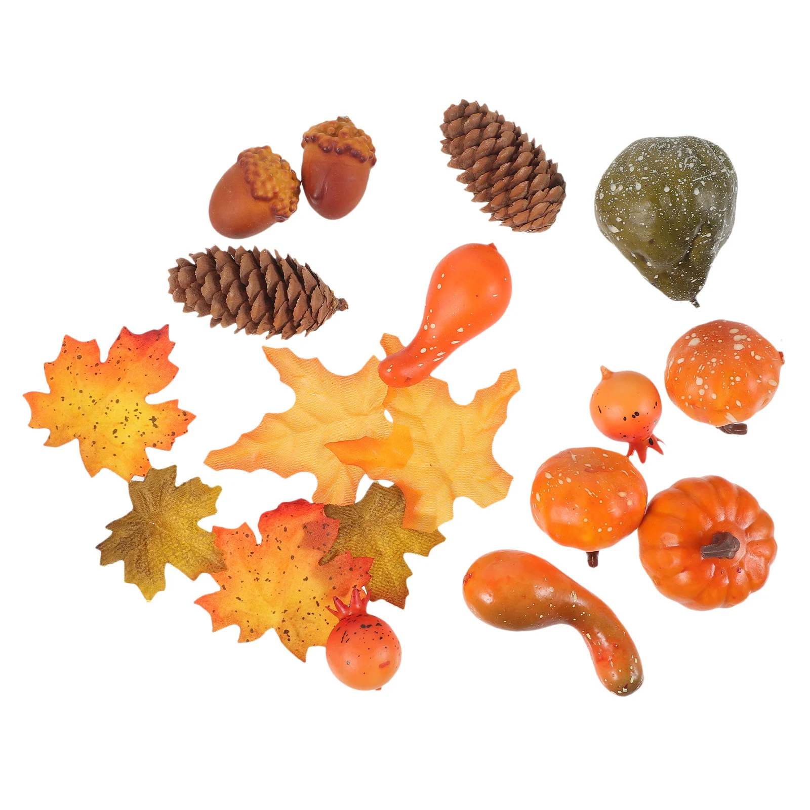 

1Set Artificial Pumpkin Decorations Thanksgiving Fall Party Supplies Foam Maple Leaves Pine Cones Acorns Harvest Decor Photo