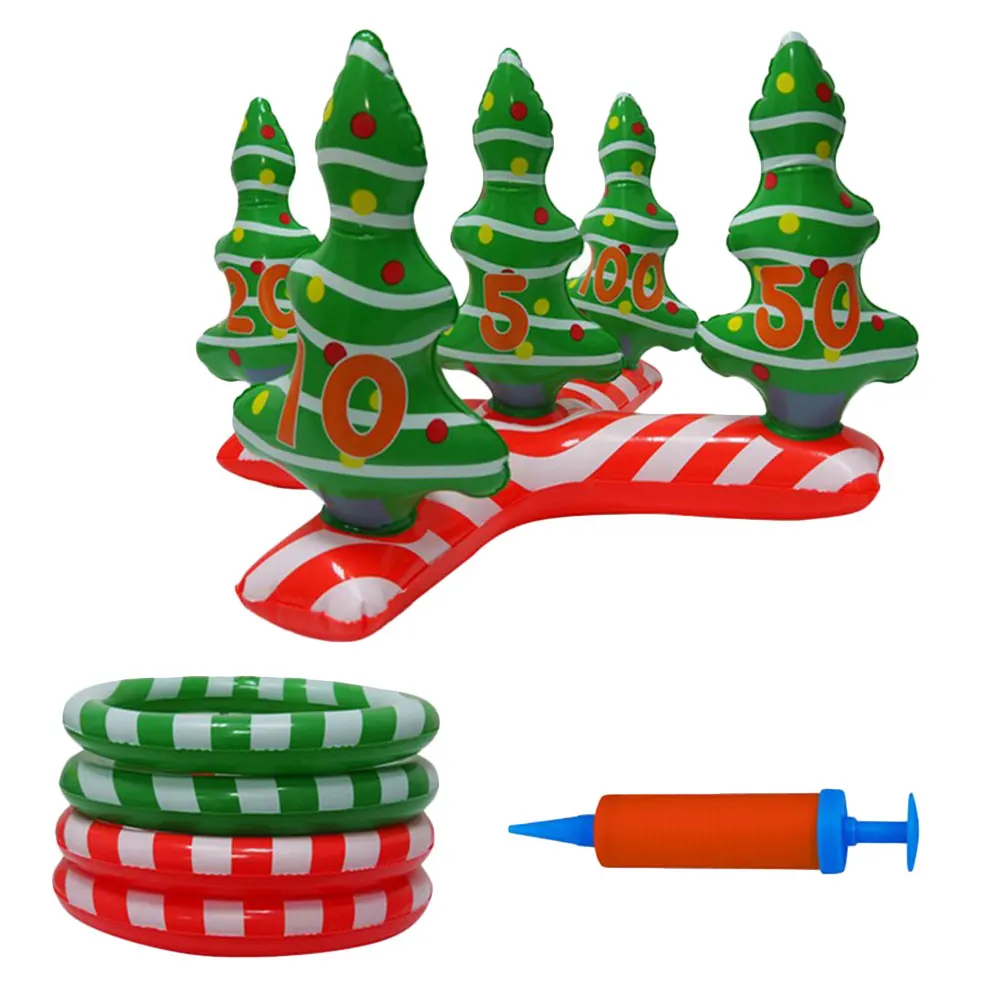 1 Set Christmas Tree Toss Ring Game Funny Xmas Ring Tossing Toy Kids Toy Christmas Tree Inflatable Ring Toss Game Party Favors