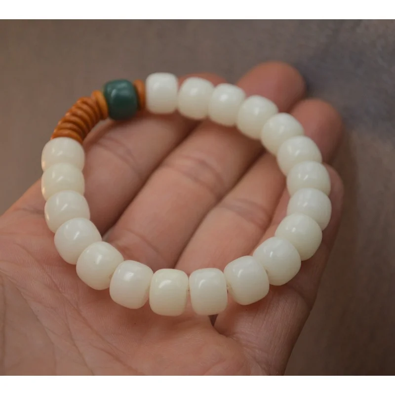 Factory Store Weathering Yellow Bodhi Root Single Circle Men and Women Bracelet White Jade Bodhi Bracelet Yellow Chicken Grease