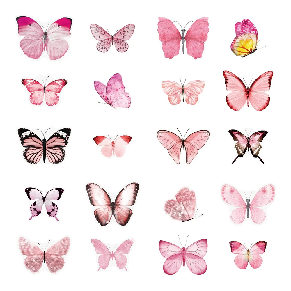 40pcs Cute Colorful Butterfly Stickers For Laptop Stationery Sketchbook Sticker Aesthetic Craft Supplies Scrapbooking Material