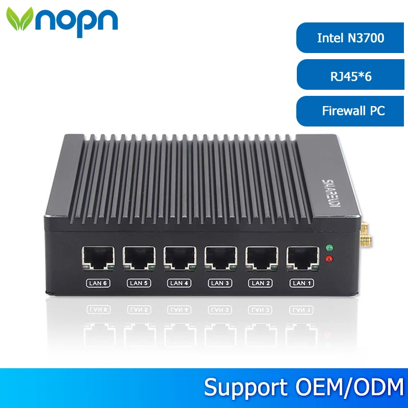 VNOPNファンレスミニPCファイアウォールアプライアンス Intel N3700 6LAN Windows 10/7 Linux シンクライアントミニPC Pfsenseファイアウォールサーバー ファンレス