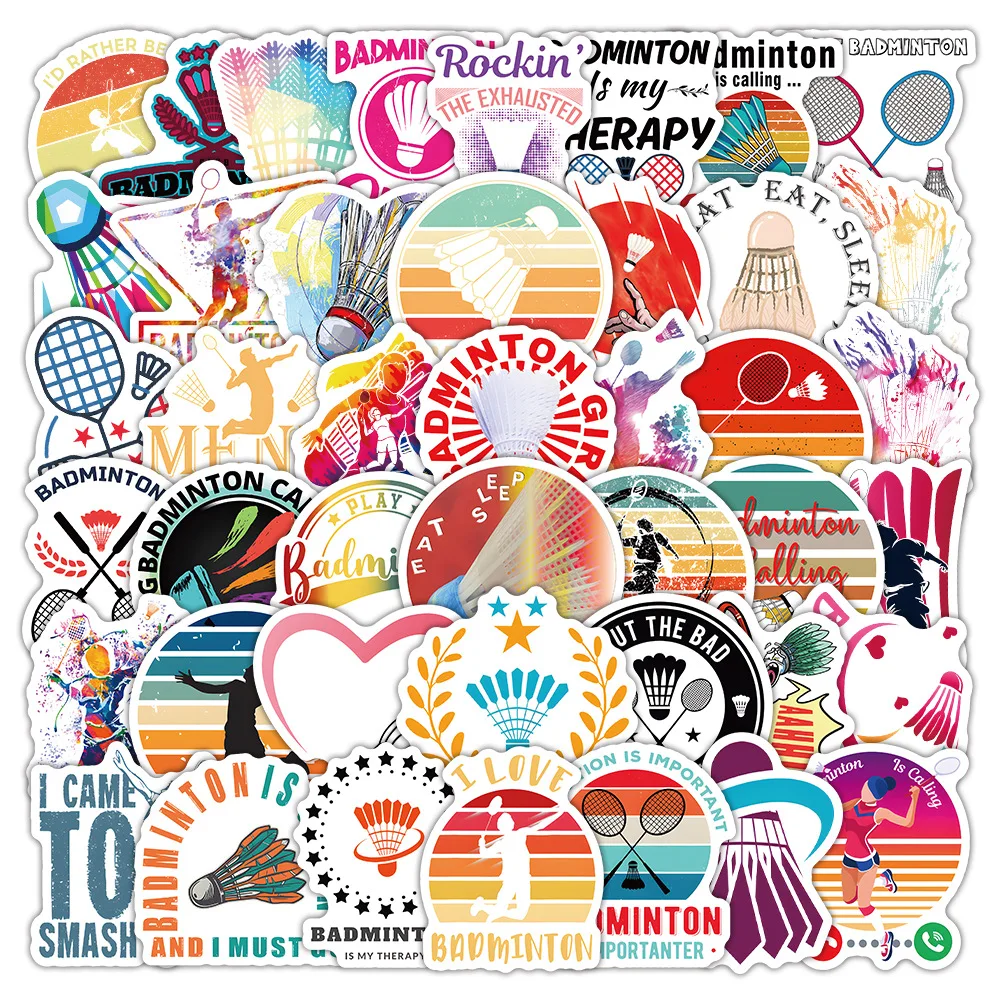 

10/60PCS Funny Sports Stickers Badminton Cartoon Decal Color Graffiti DIY Decoration Laptop Phone Guitar Car Bike Skateboard Toy
