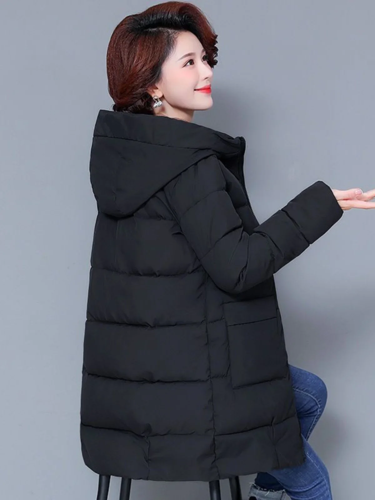 Thiened plus Size Winter Coat for ly Women down Cotton Jaet 70 Mommy Sle andmother Clothes Warm Casual Zipper