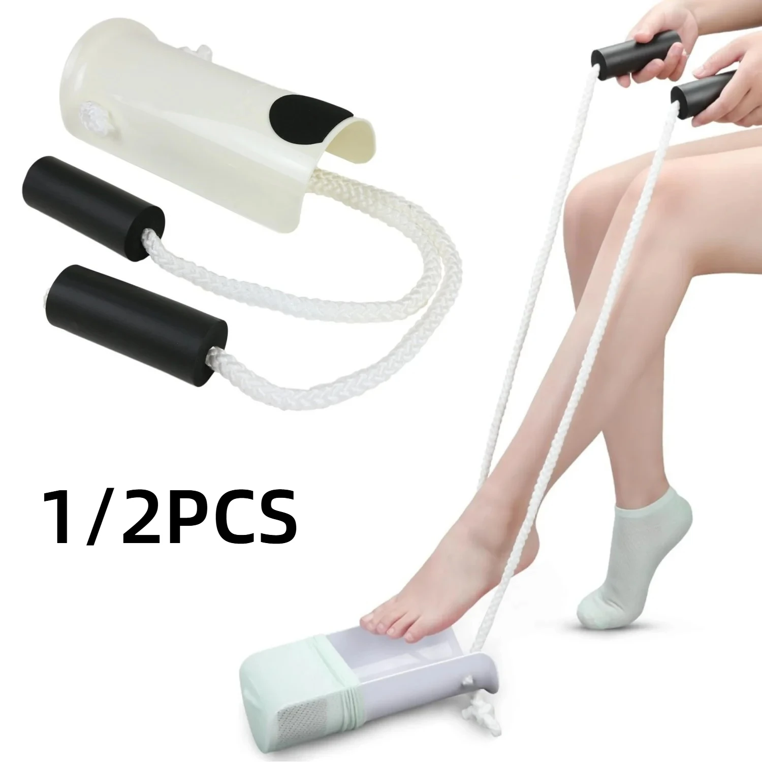 2/1 قطعة جورب المعونة لكبار السن مع مقابض رغوة سهلة الإمساك مساعد الملابس لكبار السن المعاقين وضع التنقل المحدود على الجوارب #1