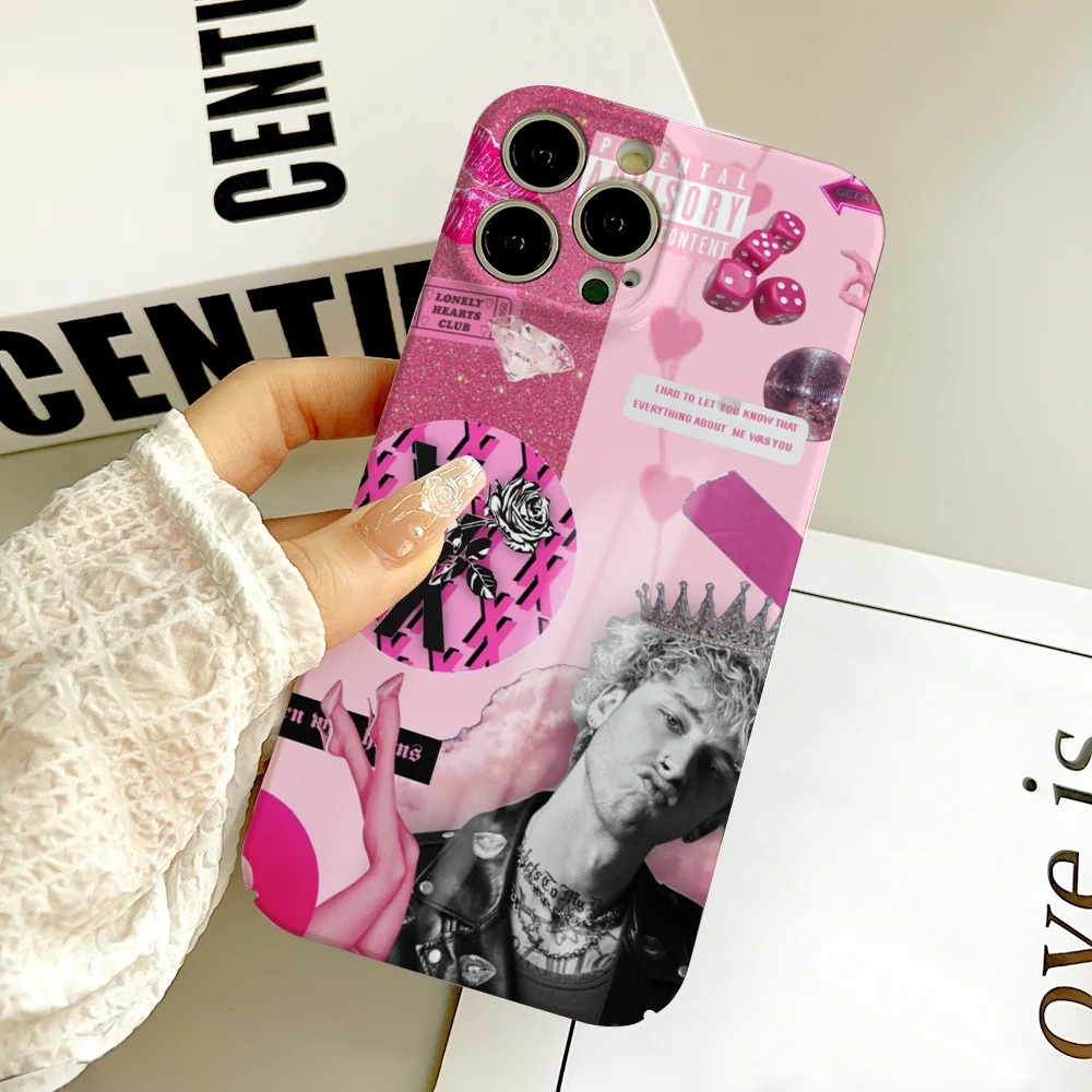 MGK M-Machine Gun Kelly جراب هاتف FUNDA آيفون 16 15 14 13 12 11 Plus Pro Max ثقب دقيق صغير مطابقة فيلم يغطي