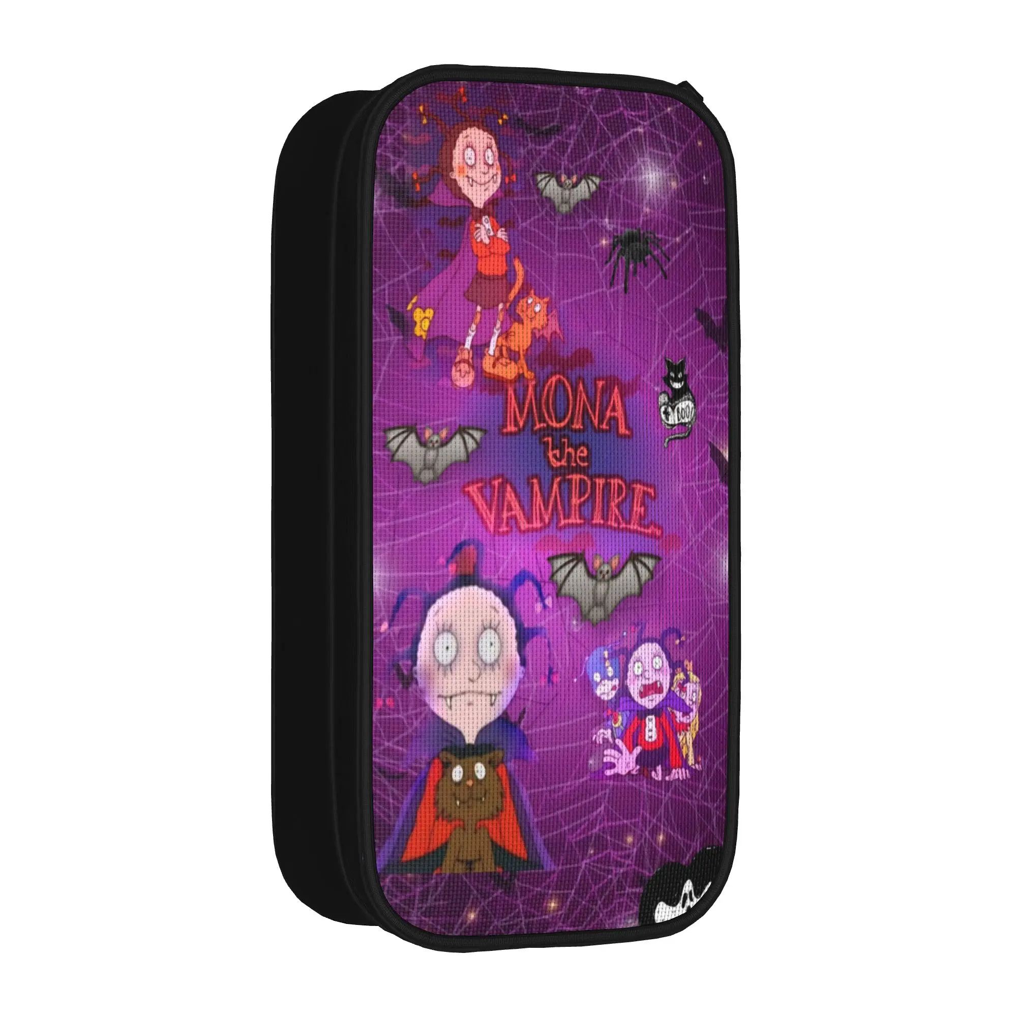 Large-capacity Pencil Case Mona The Vampire Anime Merch  Double Layer Pencil Case Stationery Women Make Up Bag Perfect Gifts