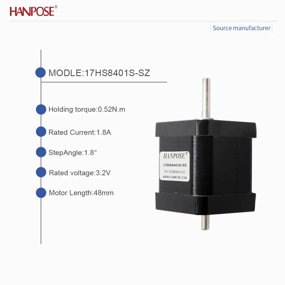 Dual axis stepper motor NEMA17 0.52N. m 1.8A model 17HS8401S-SZ high-precision stable operation