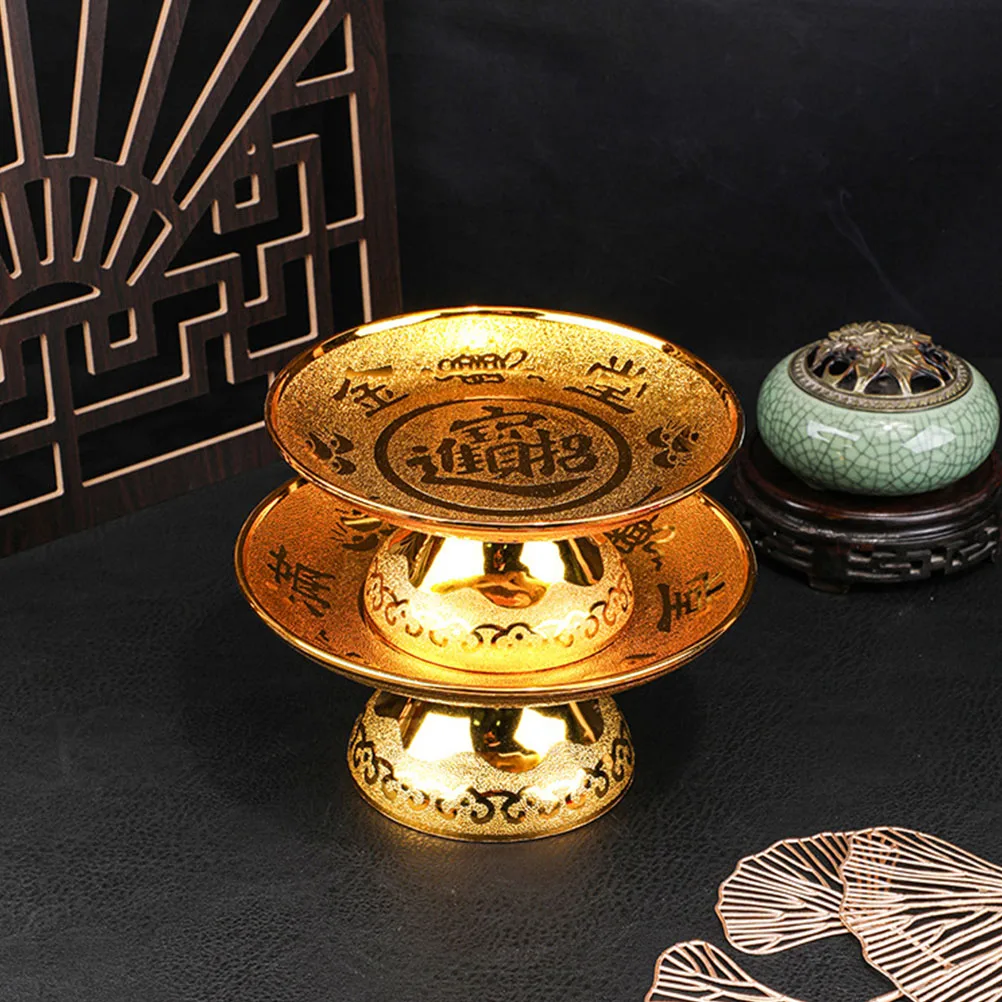 

2Pcs PP Material Home Decoration Temple Fruit Tribute Fruit Plate Holder Bright Color Anti Aging
