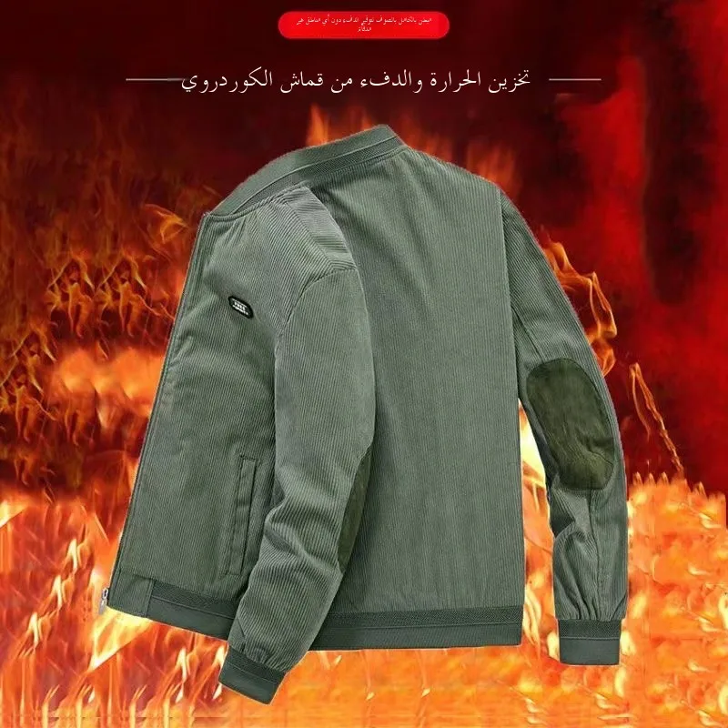 

Вельветовый джет, мужской весенне-осенний свободный бейсбольный воротник, модный тонкий повседневный джинт в стиле ретро, молодежный модный теплый длинный свеч на молнии