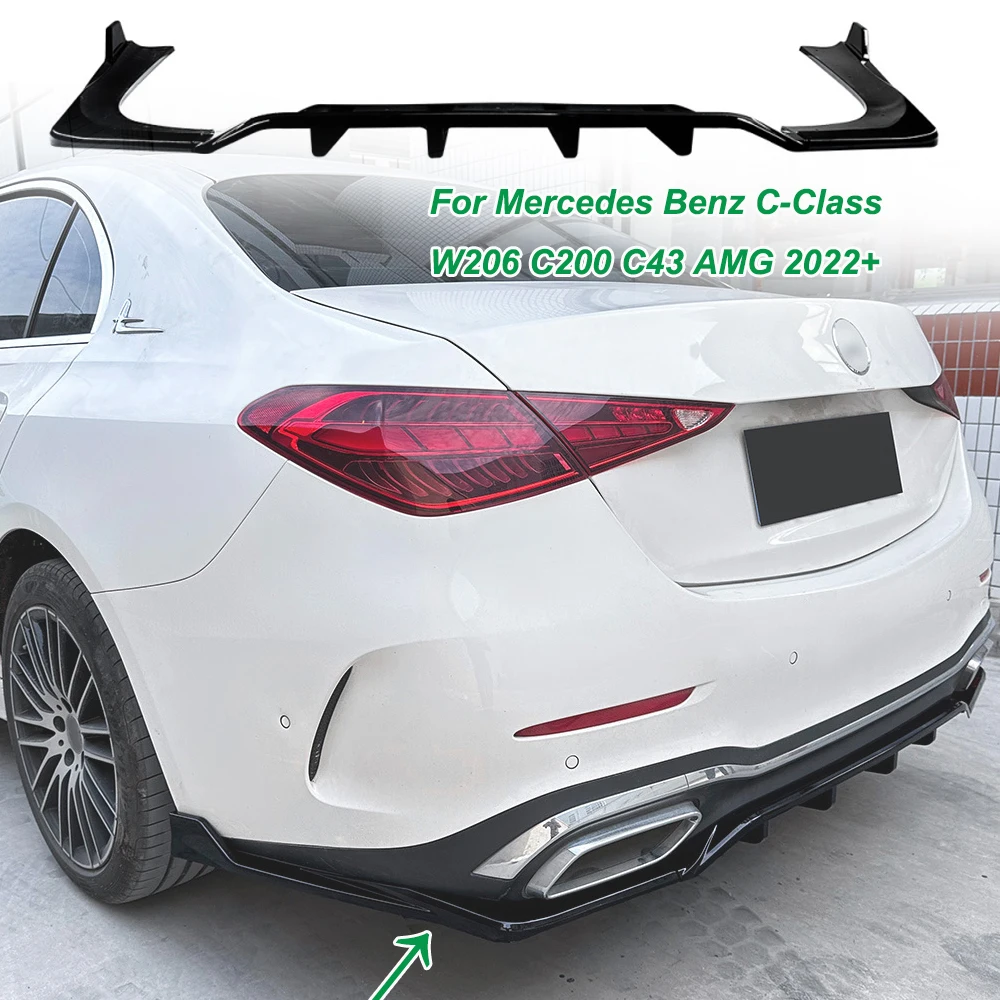 For Mercedes Benz C-Class W206 C200 C43 AMG 2022+ Rear Bumper Lip Corner Diffuser Spoiler Modification Car Body Kit