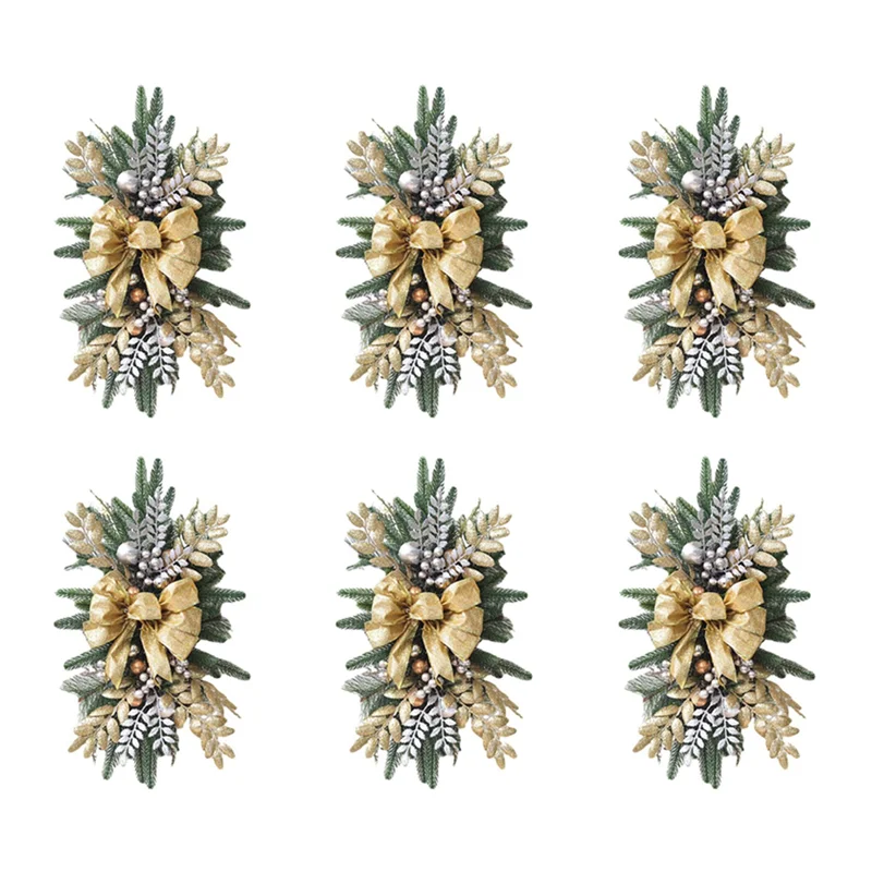 

6X Рождественская гирлянда, лестничная рождественская гирлянда для лестниц, дверей, камина, окна, наружного внутреннего рождественского декора, золото